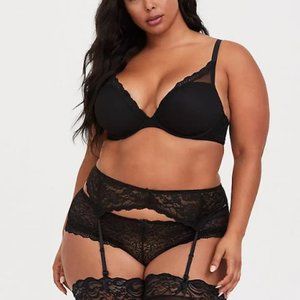 Plus Size Black Lace Garter Belt, Size 3X/4X by To